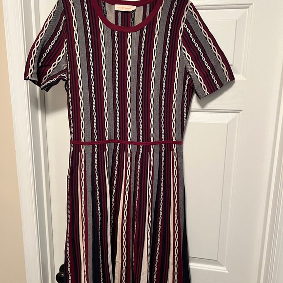 Tory Burch Dresses & Skirts - Tory Burch Burgundy and White Striped Midi Dress